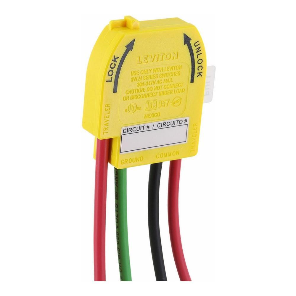 Leviton® Lev-Lok® M3WSW-ST Wiring Module With 6 in 12 AWG XHHW-2 Stranded Wire Lead, For Use With 3-Way Toggle Switch, 347 V AC, 20 A, 3-Pole, Yellow