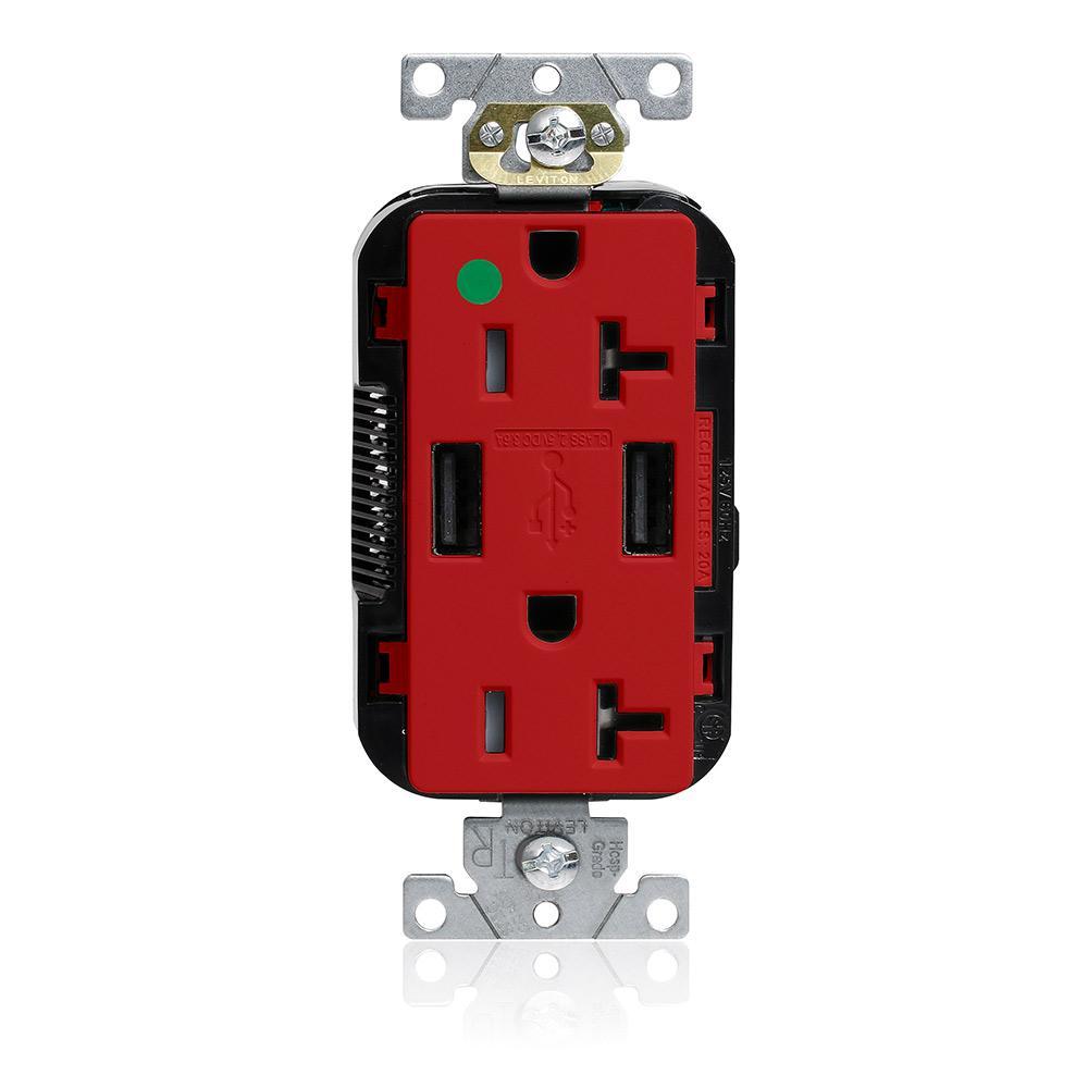 Leviton® M58AA-HGR Receptacles & USB Ports
