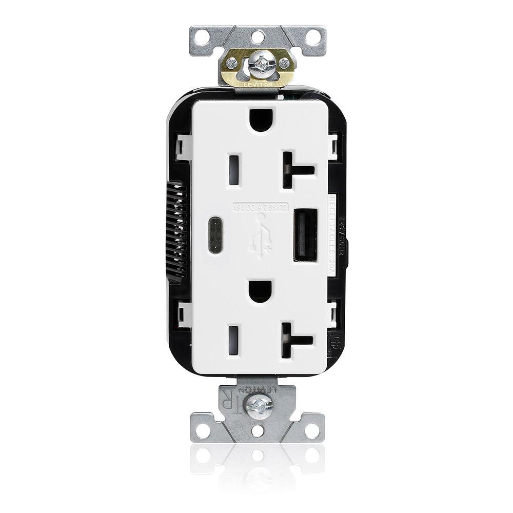 Leviton® M58AC-W Receptacles & USB Ports