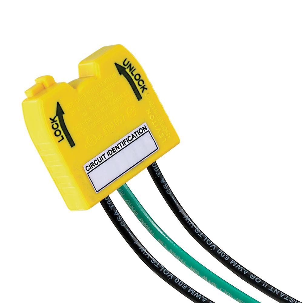 Leviton® Lev-Lok® MSPSW-ST 90 deg Angled Modular Wiring Module With 6 in 12 AWG THHN Stranded Wire Lead, For Use With Lev-Lok® 1-Pole 90 deg Angled Toggle Switch, 347 V AC, 20 A, 1-Pole, 3-Wire, -40 to 65 deg C Operating Temperature, Yellow