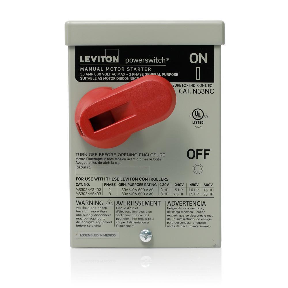 Leviton® N33NC-DS AC Motor Starting Switches