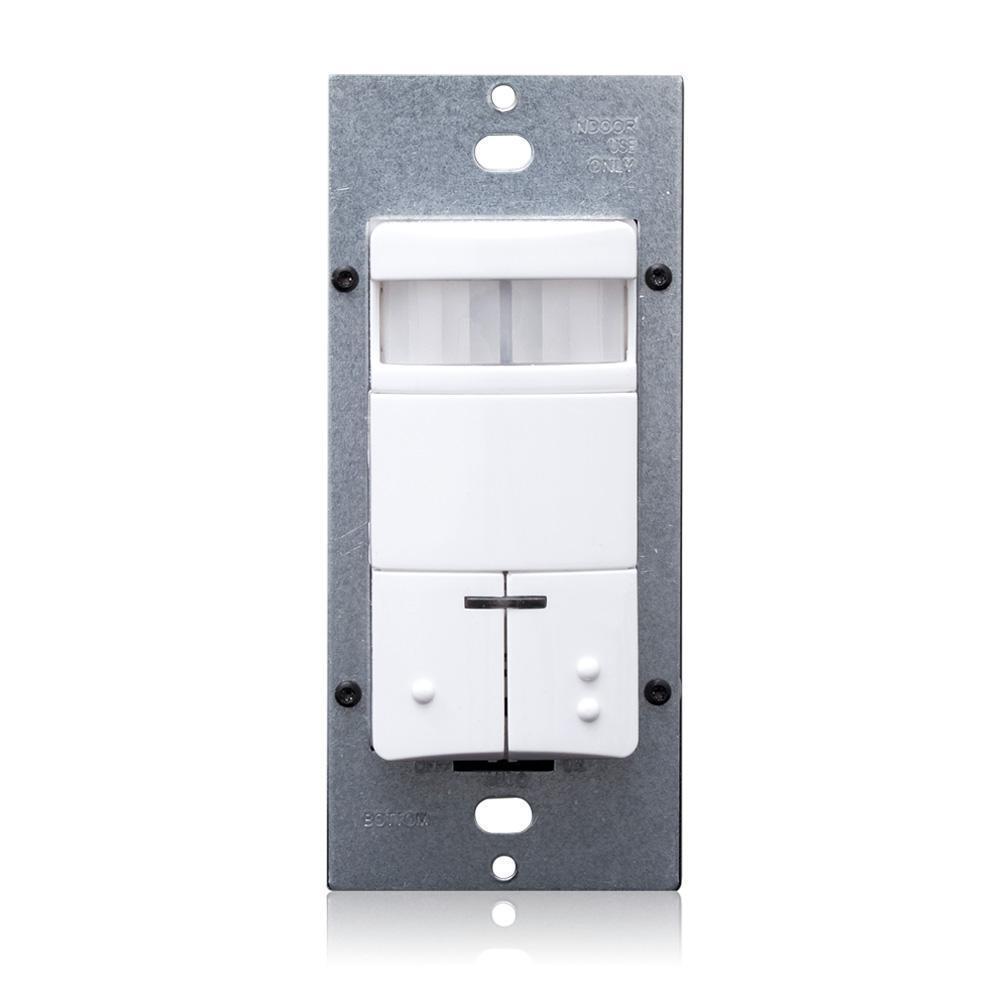 Leviton® ODS0D-IDW 1-Pole Dual Relay Occupancy Sensor, 120/230/277 V AC, PIR Sensor, 2100 sq-ft Coverage, 180 deg Viewing, Wall Mounting