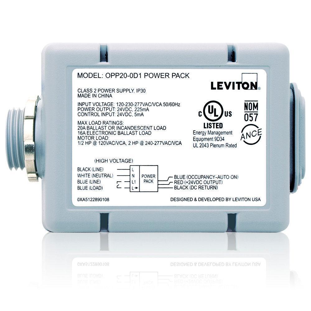 Leviton® OPP20-D2 Super Duty Power Pack, 5.4 W, 120 to 277 V AC Input, 24 VDC Output, 0.225 A, 60 A Relay