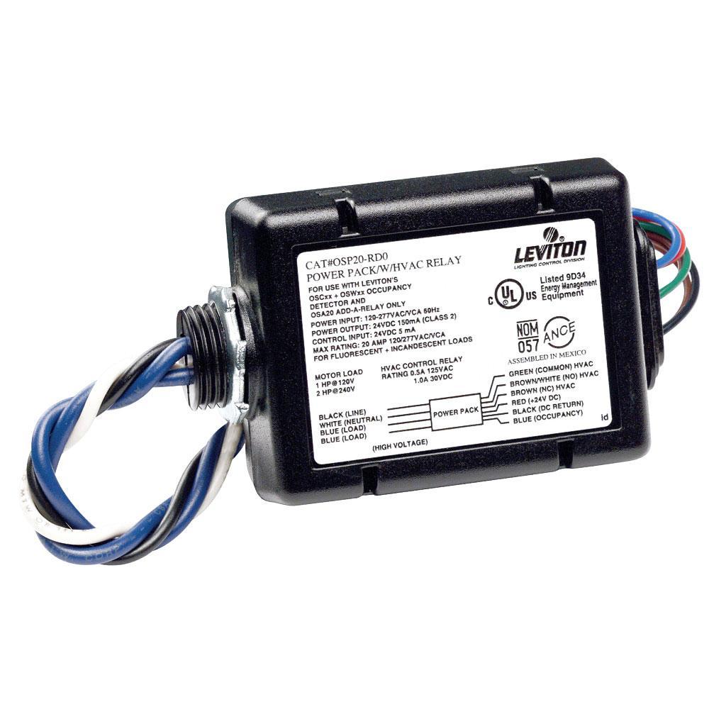 Leviton® OSP20-RDH Super Duty Power Pack With Dry Contact Relay, Override Input, 2 hp, 120 to 277 V AC Input, 24 VDC Output, 0.225 A, 0.5 A Relay
