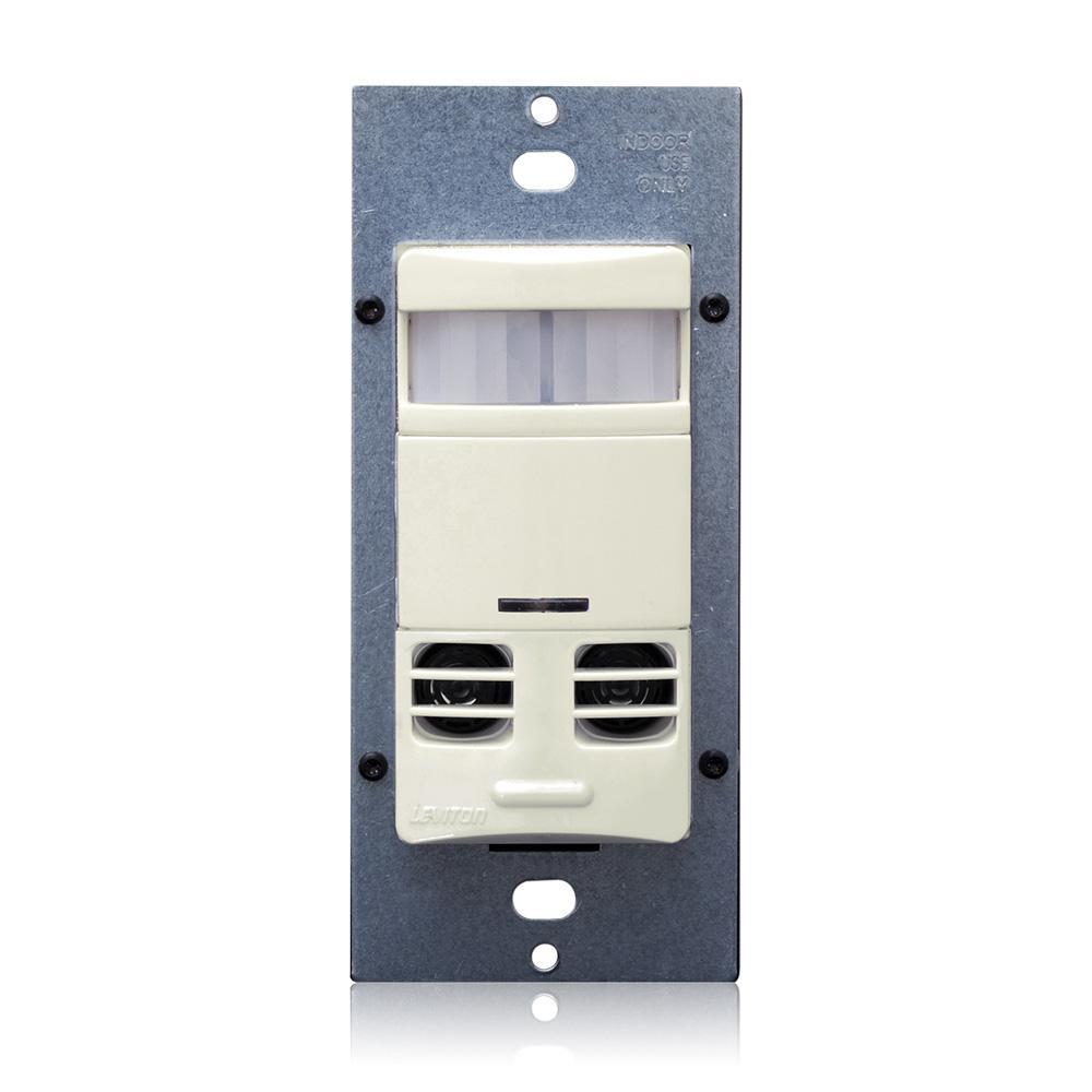 Leviton® OSSMT-GDT 1-Pole Field Configurable Self Adjusting Occupancy Sensor, 120/230/277/347 V AC, Multi-Technology/PIR/Ultrasonic Sensor, 2400 sq-ft Coverage, 180 deg Viewing, Wall Mounting