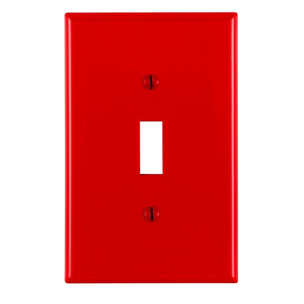 Leviton® PJ1-R Midway Size Traditional Wall Plate, 1 Gangs, 3-1/8 in W x 4-7/8 in H, Thermoplastic, Red