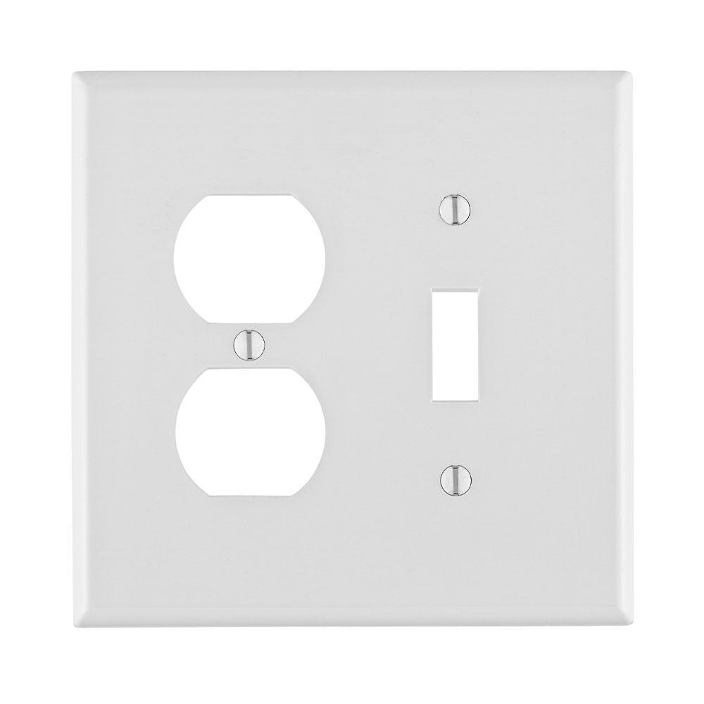 Leviton® PJ2 Midway Size Traditional Wall Plate, 2 Gangs, 3.68 in W x 4.88 in H, Thermoplastic, Ivory