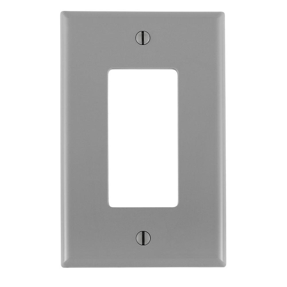 Leviton® Decora® PJ26-GY Midway Sizes Wall Plate, 1 Gangs, 3.13 in W x 4.88 in H, Thermoplastic, Gray