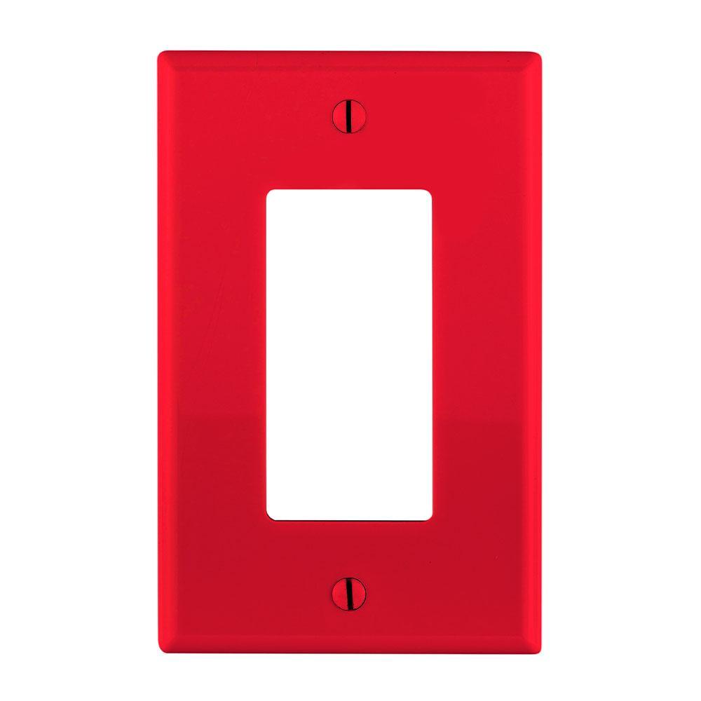Leviton® Decora® PJ26-R Midway Size Screwless Wall Plate, 1 Gangs, 3.13 in W x 4.88 in H, Thermoplastic, Red