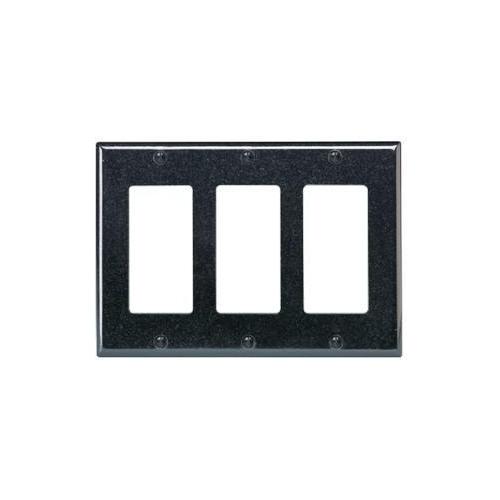 Leviton® Decora® PJ263-E Midway Size Wall Plate, 3 Gangs, 6.75 in W x 4.88 in H, Thermoplastic, Black