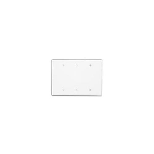 Leviton® PJ33-W Midway Size Blank Wall Plate, 3 Gangs, Thermoplastic Nylon, White