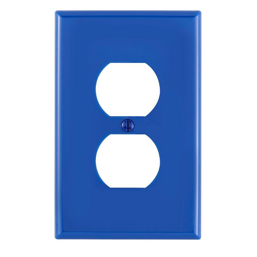 Leviton® PJ8-BU Midway Size Wall Plate, 1 Gangs, 3-1/8 in W x 4-7/8 in H, Thermoplastic, Blue