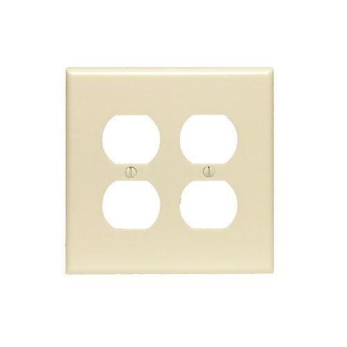 Leviton® PJ82-GY Midway Size Wall Plate, 2 Gangs, 4.94 in W x 4.875 in H, Thermoplastic, Gray