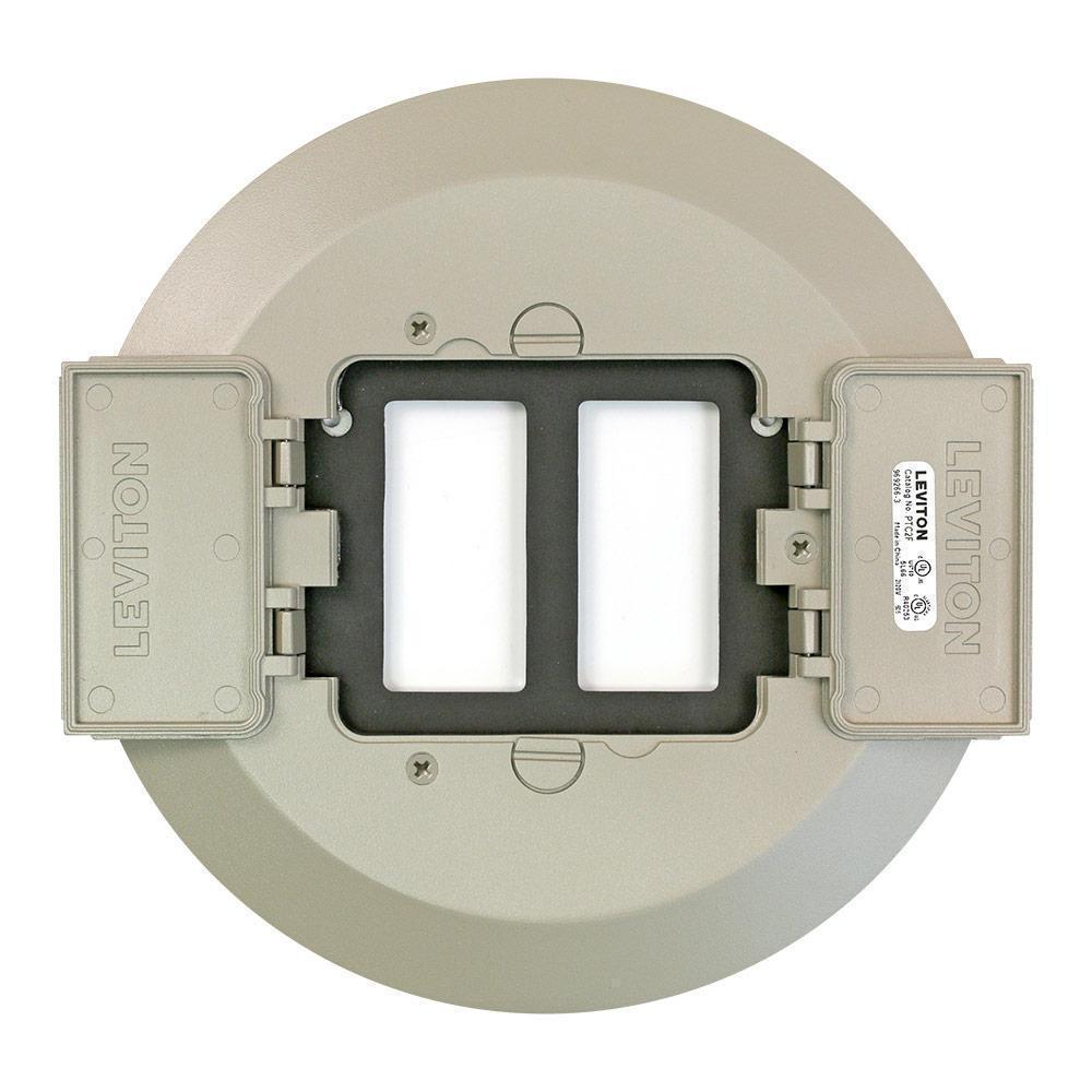 Leviton® PTC2F-N Traditional Poke-Through Cover, 8.38 in Dia, Double Hinged Flip Lid Cover, Aluminum