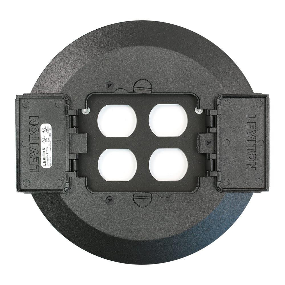 Leviton® PTC2X-E Traditional Poke-Through Cover, 8.38 in Dia, Double Hinged Flip Lid Cover, Aluminum