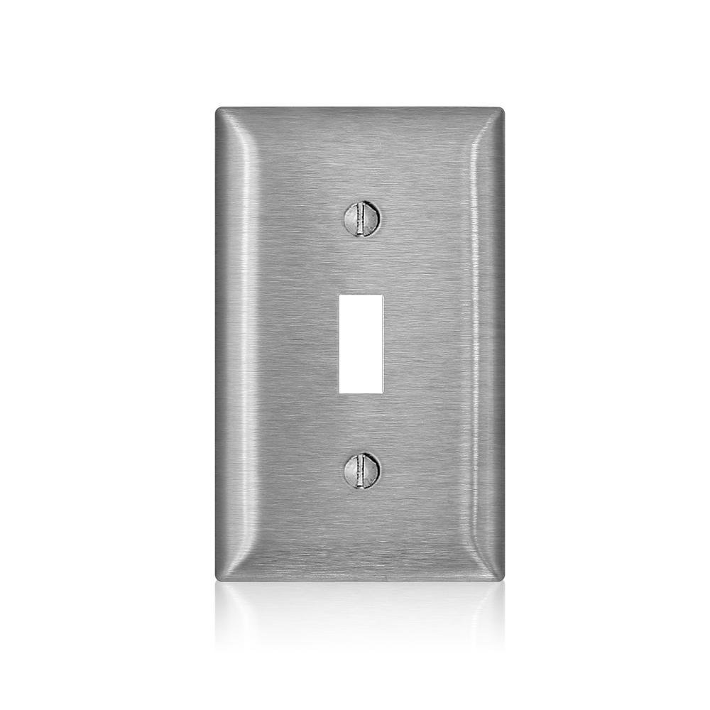 Leviton® SL1 C Series Magnetic Standard Wall Plate, 1 Gangs, 2.79 in W x 4.54 in H, 430 Stainless Steel, Silver