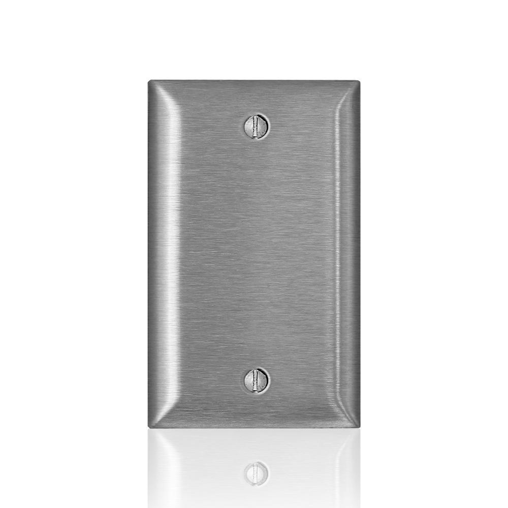 Leviton® SL13 C Series Magnetic Standard Wall Plate, 1 Gangs, 2.79 in W x 4.54 in H, 430 Stainless Steel, Silver