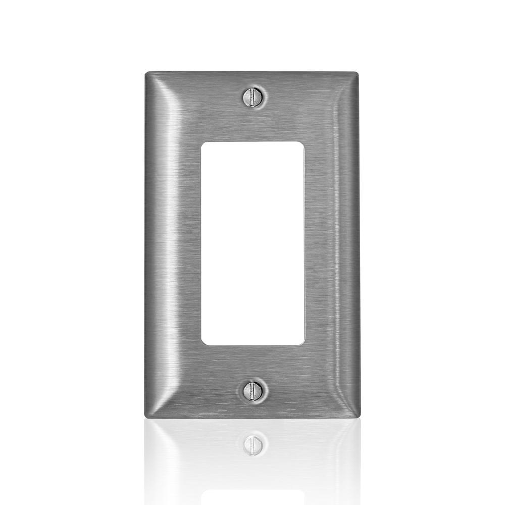 Leviton® Decora® SL26 C Series Magnetic Standard Wall Plate, 1 Gangs, 2.79 in W x 4.54 in H, 430 Stainless Steel, Silver