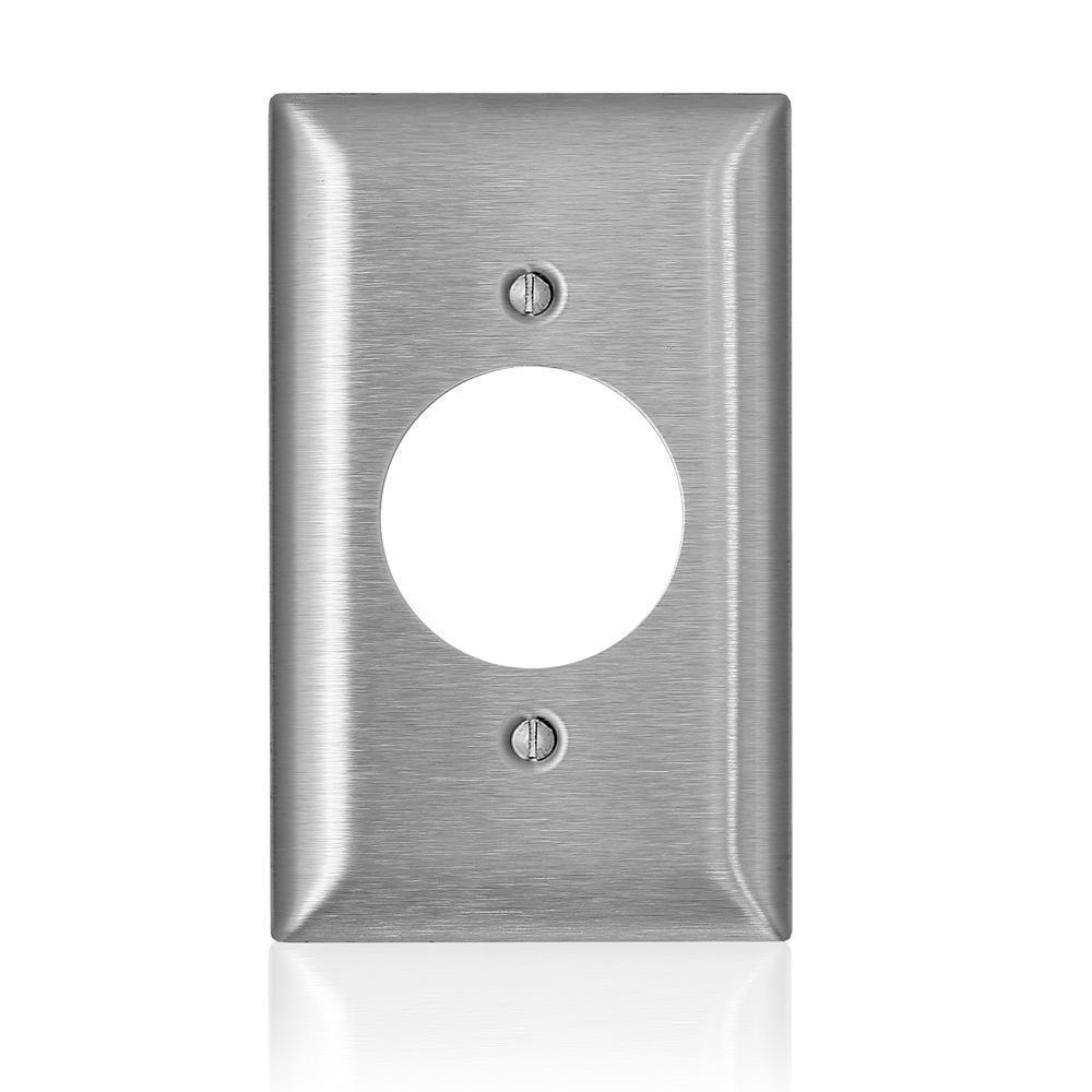 Leviton® SL721 C Series Magnetic Standard Wall Plate, 1 Gangs, 2.79 in W x 4.54 in H, 430 Stainless Steel, Silver