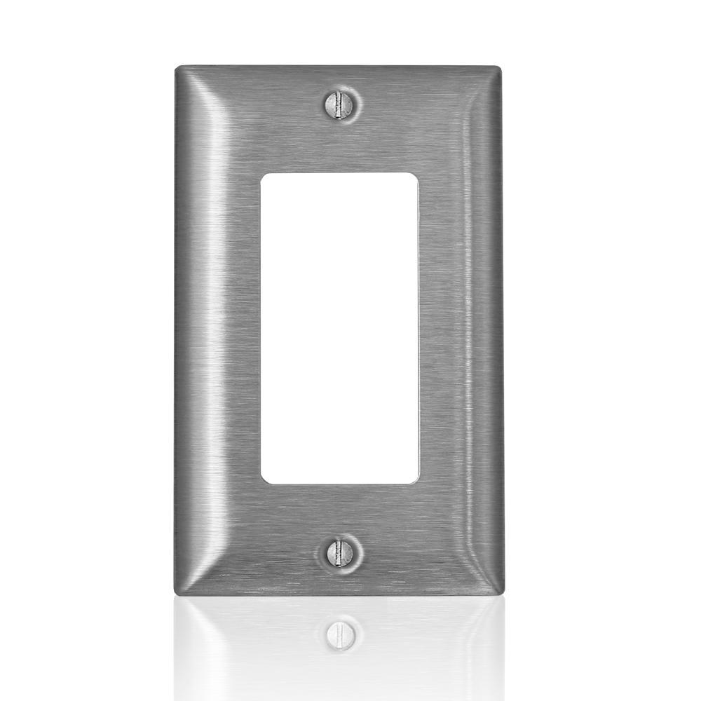 Leviton® Decora® SS26-40 C Series Non-Magnetic Standard Wall Plate, 1 Gangs, 2.79 in W x 4.54 in H, 302 Stainless Steel, Silver