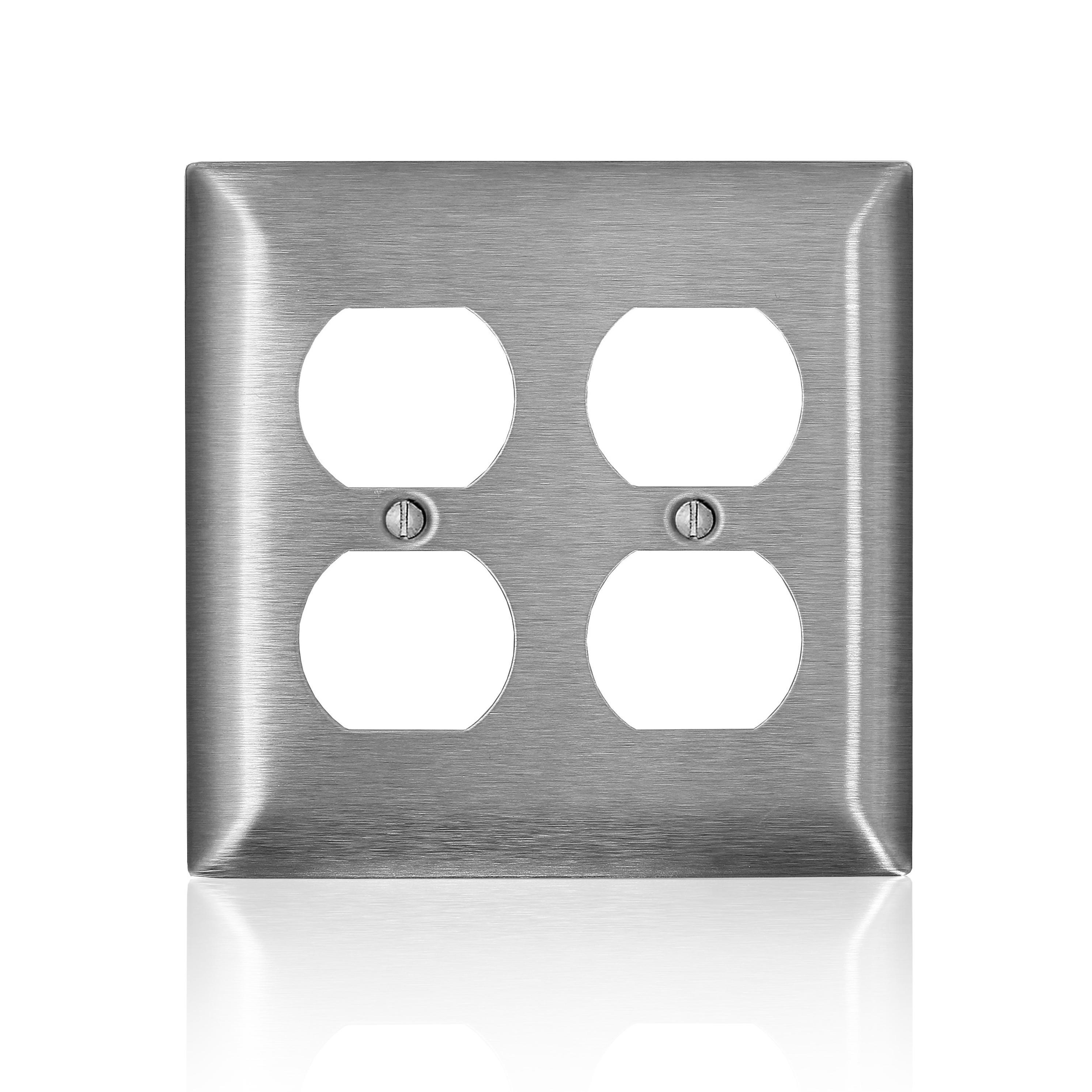 Leviton® SS82-40 C Series Non-Magnetic Standard Wall Plate, 2 Gangs, 4.6 in W x 4.54 in H, 302/304 Stainless Steel, Silver