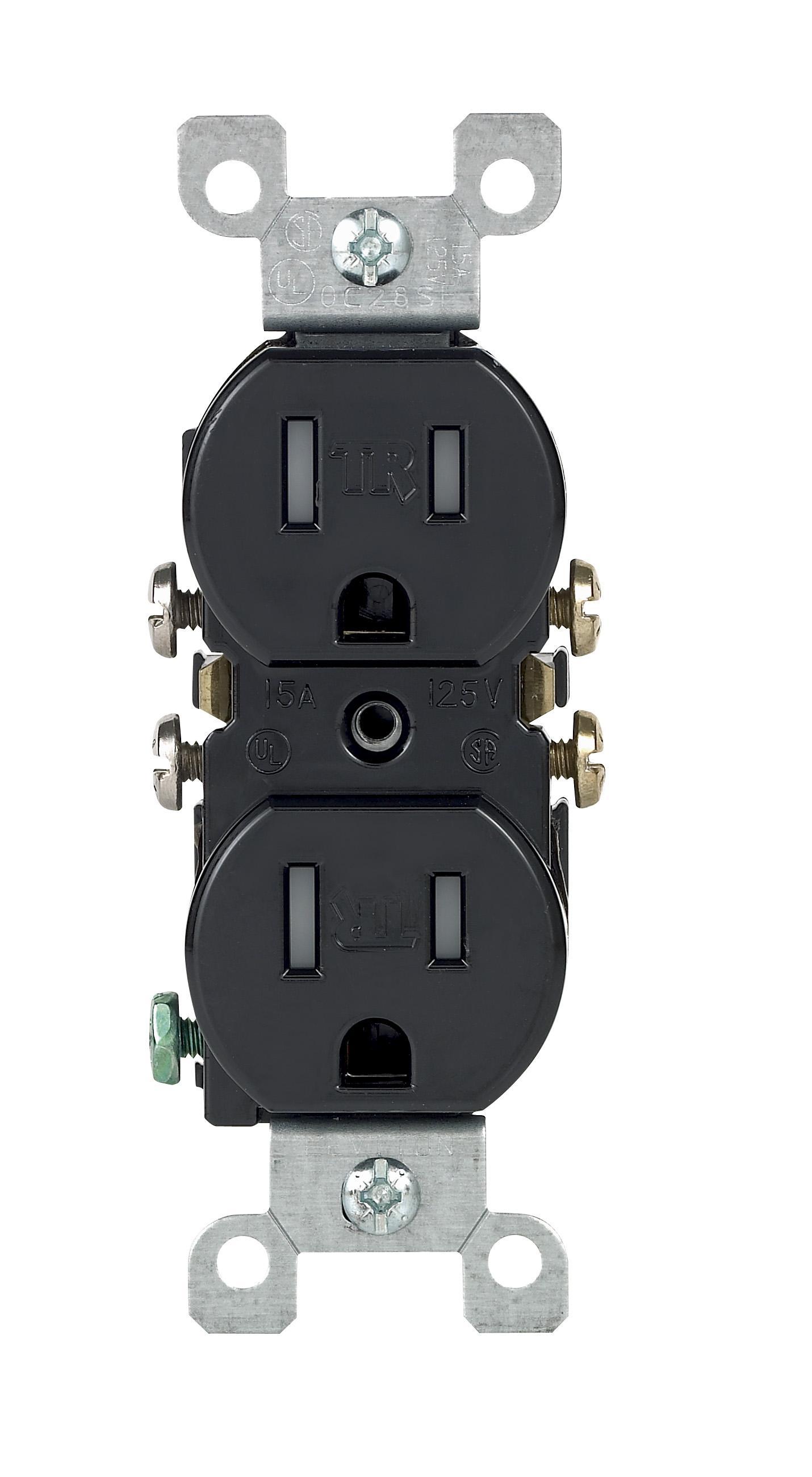 Leviton® T5320-GY Duplex Grounding Standard Tamper-Resistant Straight Blade Receptacle, 125 V AC, 15 A, 2 Poles, 3 Wires, Gray