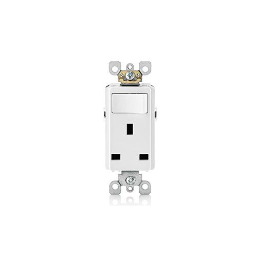 Leviton® BSRDP-PW British Standard Receptacle Switch