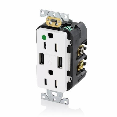 Leviton® T5632-HGW Receptacles & USB Ports