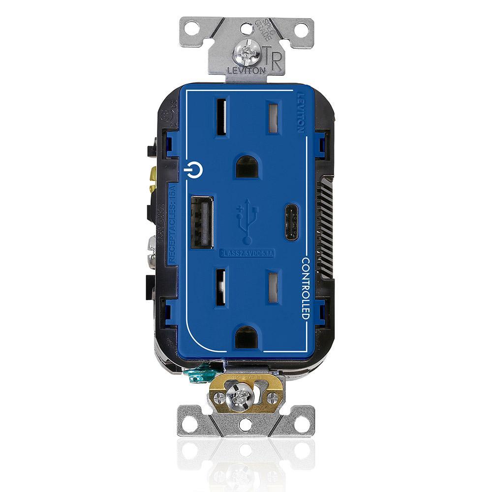 Leviton® T5633-2BU Receptacles & USB Ports