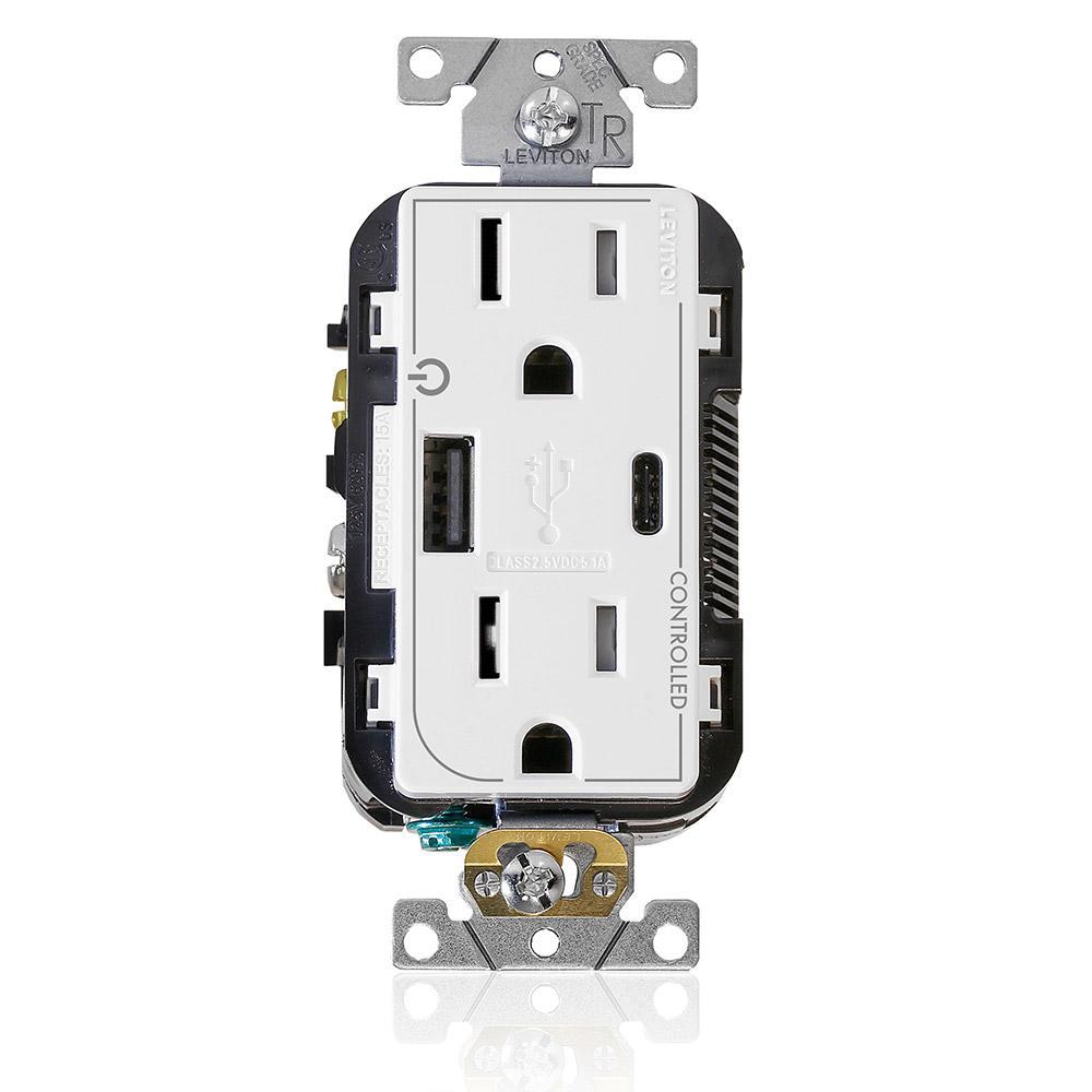 Leviton® T5633-2W Receptacles & USB Ports