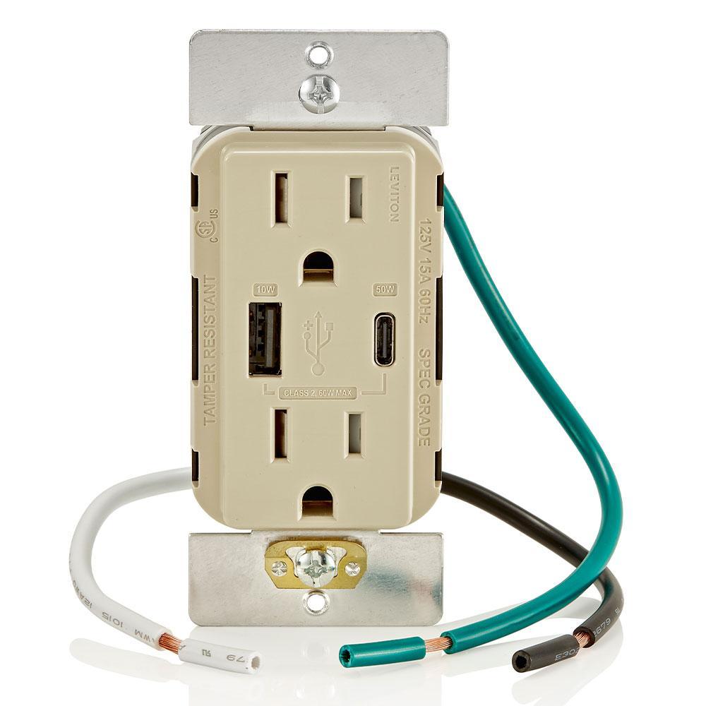 Leviton® T5634-I Receptacles & USB Ports