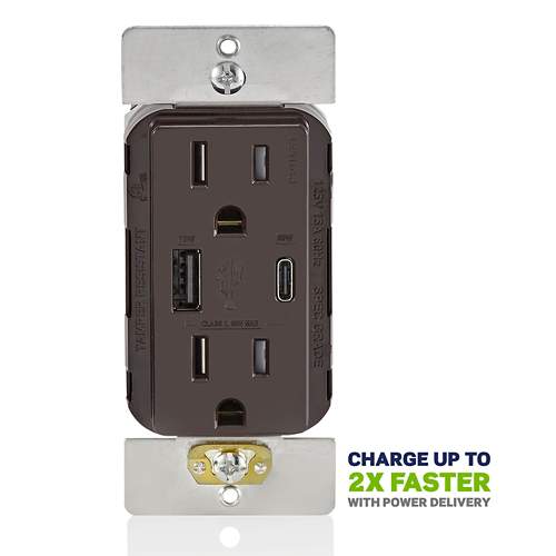 Leviton® T5634-B Receptacles & USB Ports
