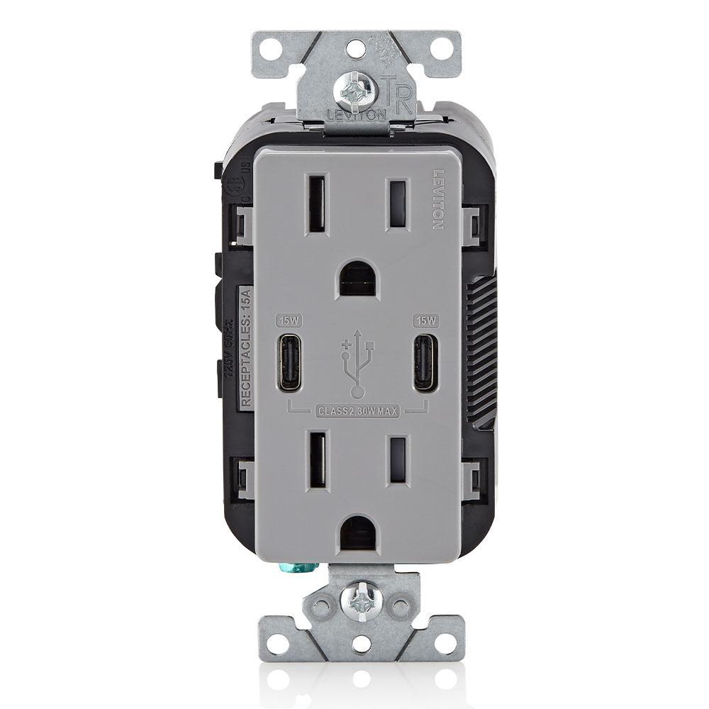 Leviton® T5637-G Receptacles & USB Ports