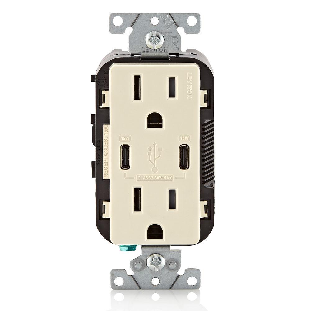 Leviton® T5637-T Receptacles & USB Ports