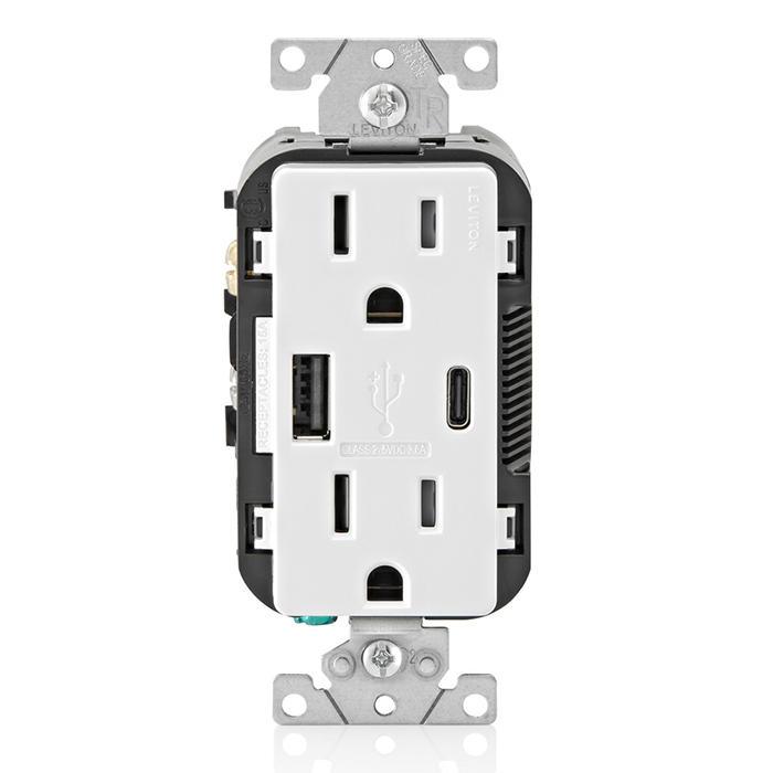 Leviton® T5638-20W Receptacles & USB Ports