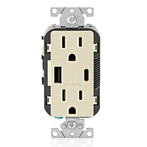 Leviton® T5638-T Receptacles & USB Ports