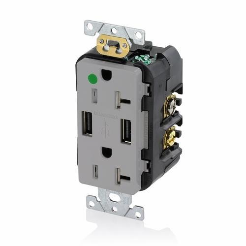 Leviton® T5832-HGG Receptacles & USB Ports