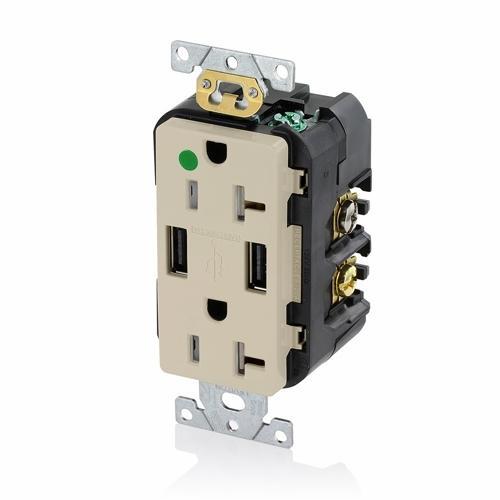 Leviton® T5832-HGI Receptacles & USB Ports