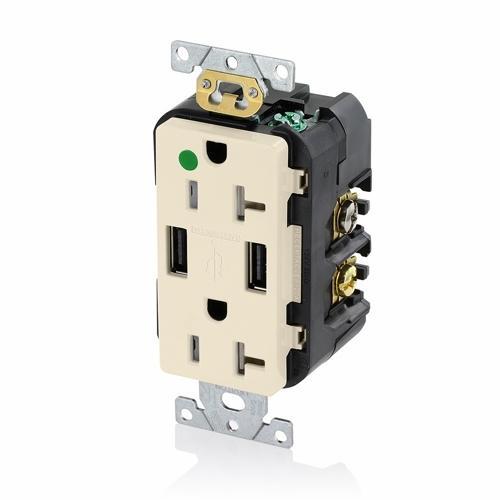 Leviton® T5832-HGT Receptacles & USB Ports