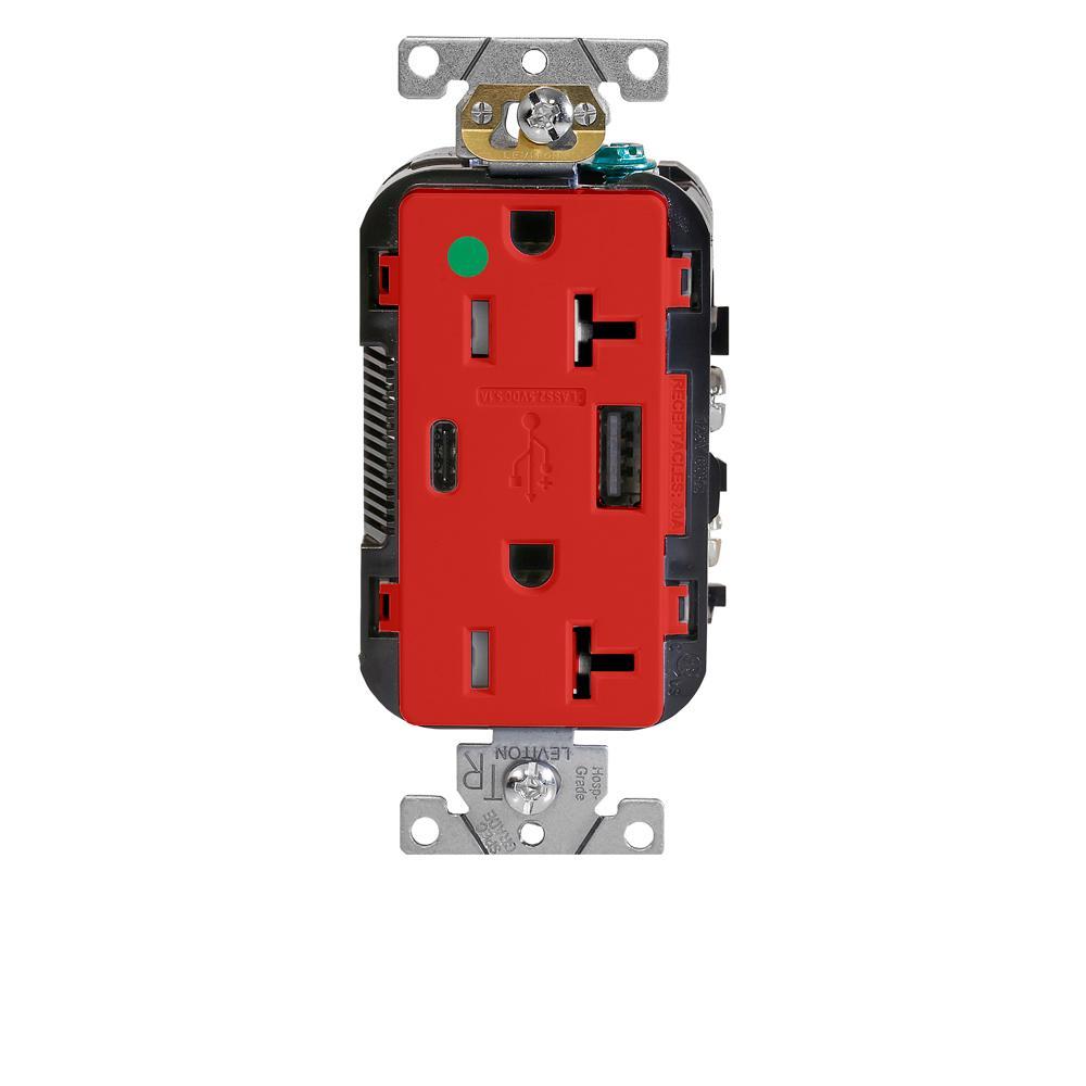 Leviton® T5833-HGR Receptacles & USB Ports