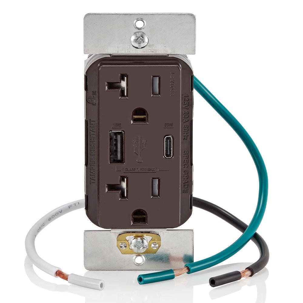 Leviton® T5834-B Receptacles & USB Ports