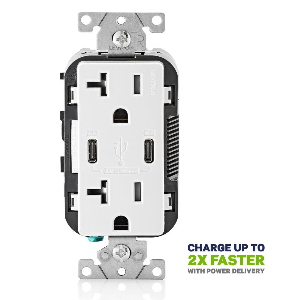 Leviton® T5835-W Receptacles & USB Ports