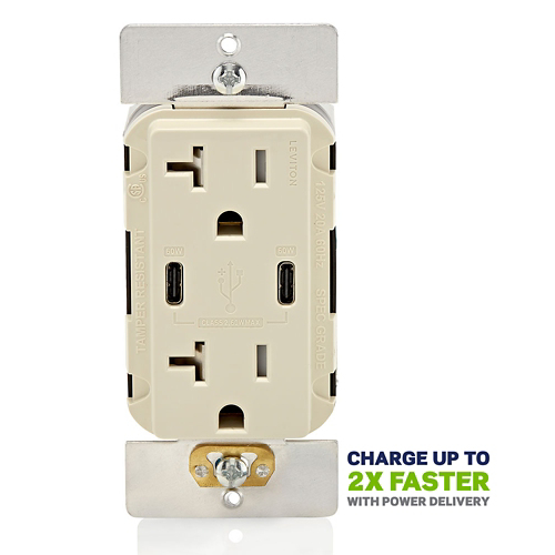 Leviton® T5836-T Receptacles & USB Ports
