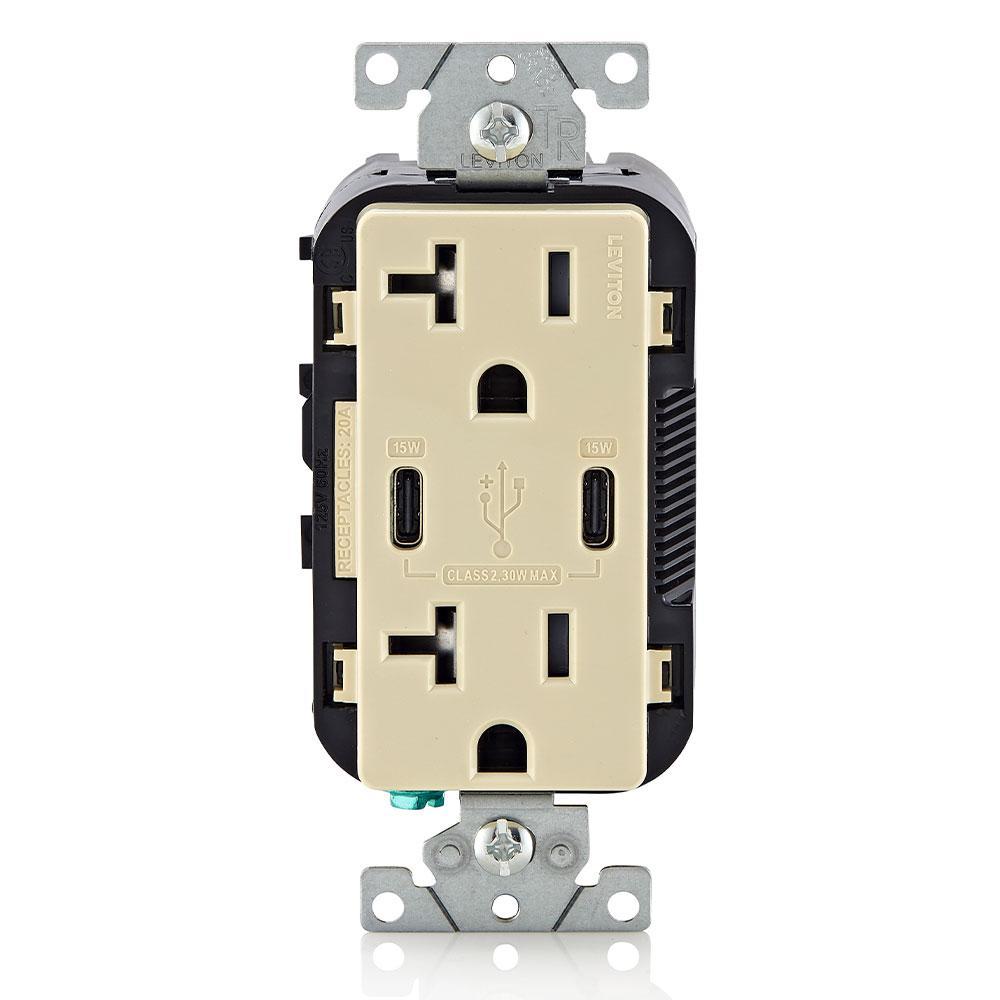 Leviton® T5837-I Receptacles & USB Ports
