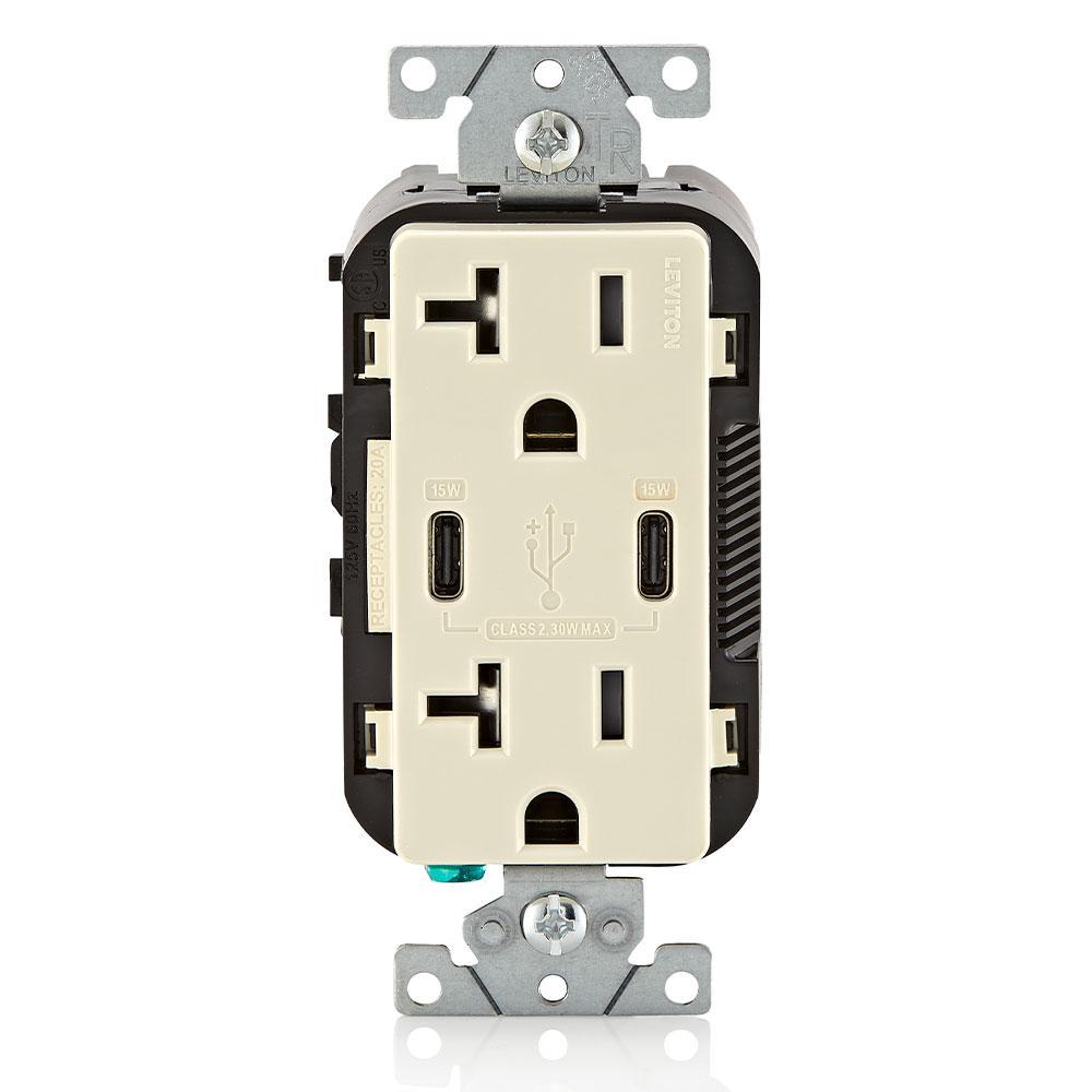 Leviton® T5837-T Receptacles & USB Ports