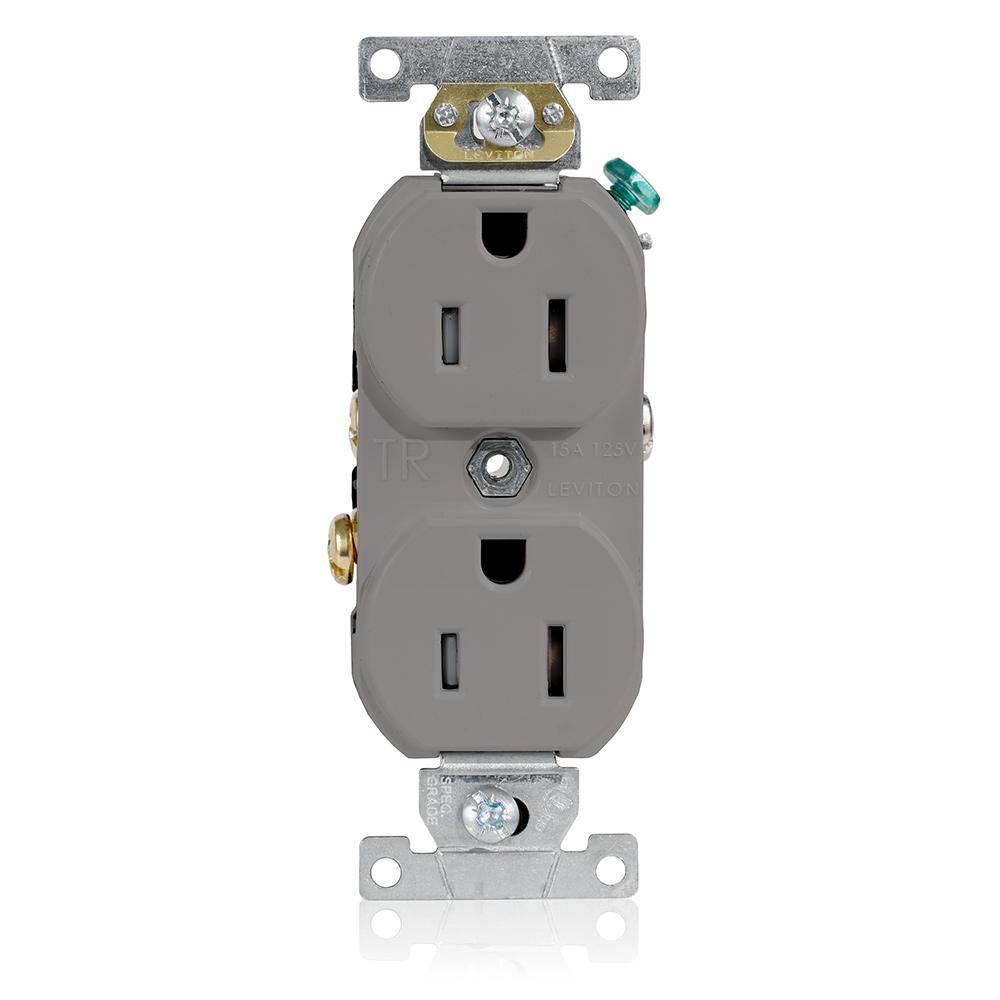 Leviton® TCR15-GY Straight Blade Receptacles