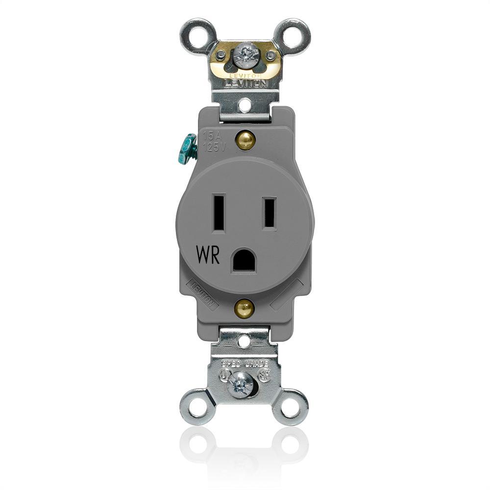 Leviton® W5261-GY Straight Blade Receptacles