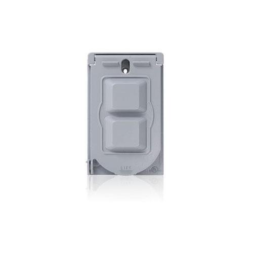 Leviton® WM1V-GY Outlet Box Cover, 4.63 in L x 2.85 in W x 0.89 in D, Weatherproof Cover, Aluminum