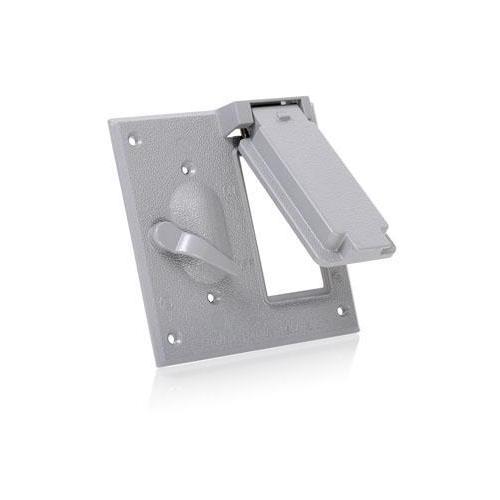 Leviton® WM2SG-GY Outlet Box Cover, 4.61 in L x 4.61 in W x 0.83 in D, Weatherproof Cover, Aluminum