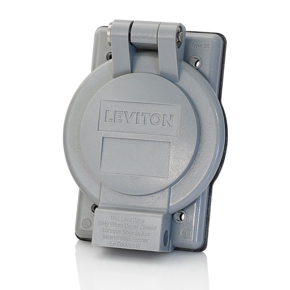 Leviton® WP2-G Self-Closing Lid Weatherproof Cover, 2-1/4 in Dia, 4.66 in L, Glass Filled Thermoplastic